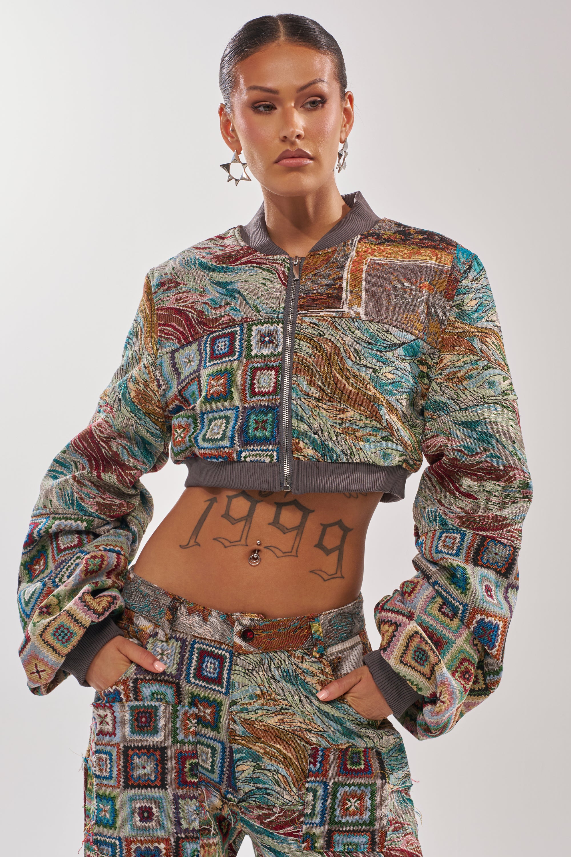 WILD CROPPED PATCHWORK BOMBER - Image 2