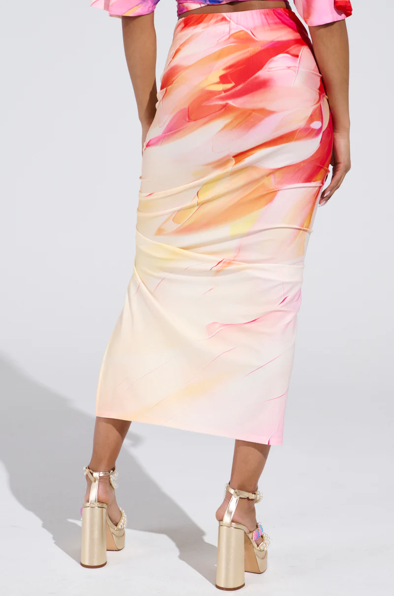 WILD FIRE FLORAL MIDI SKIRT WITH SLIT - Image 4