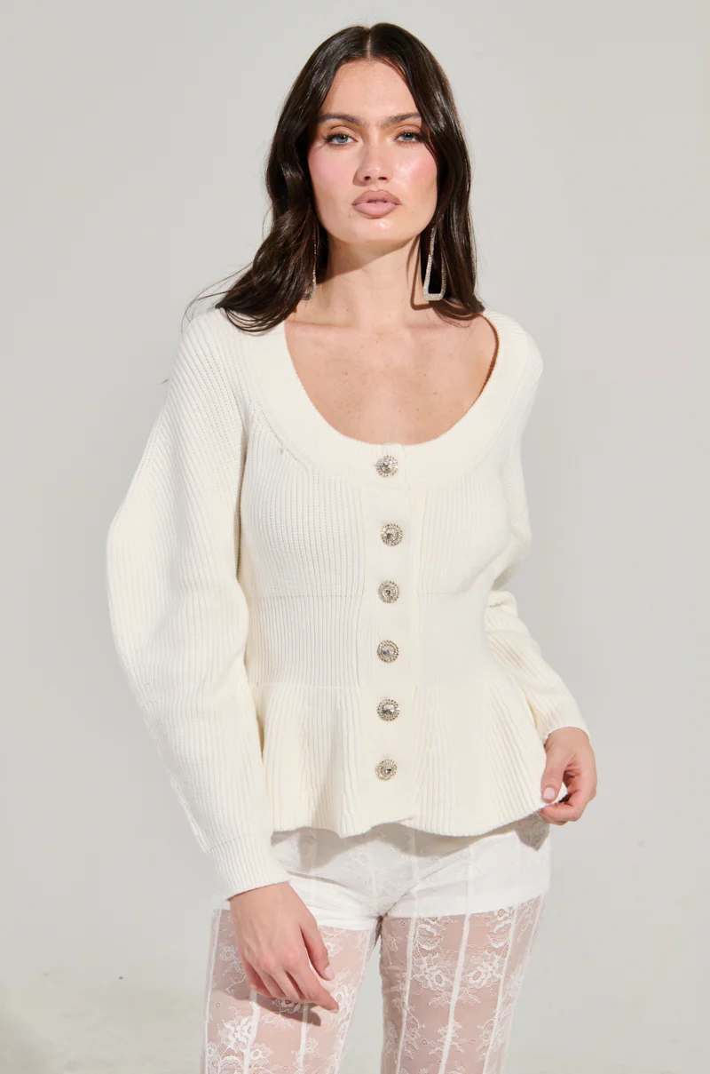WORTH A MILLION PEPLUM SWEATER IN WHITE - Image 3