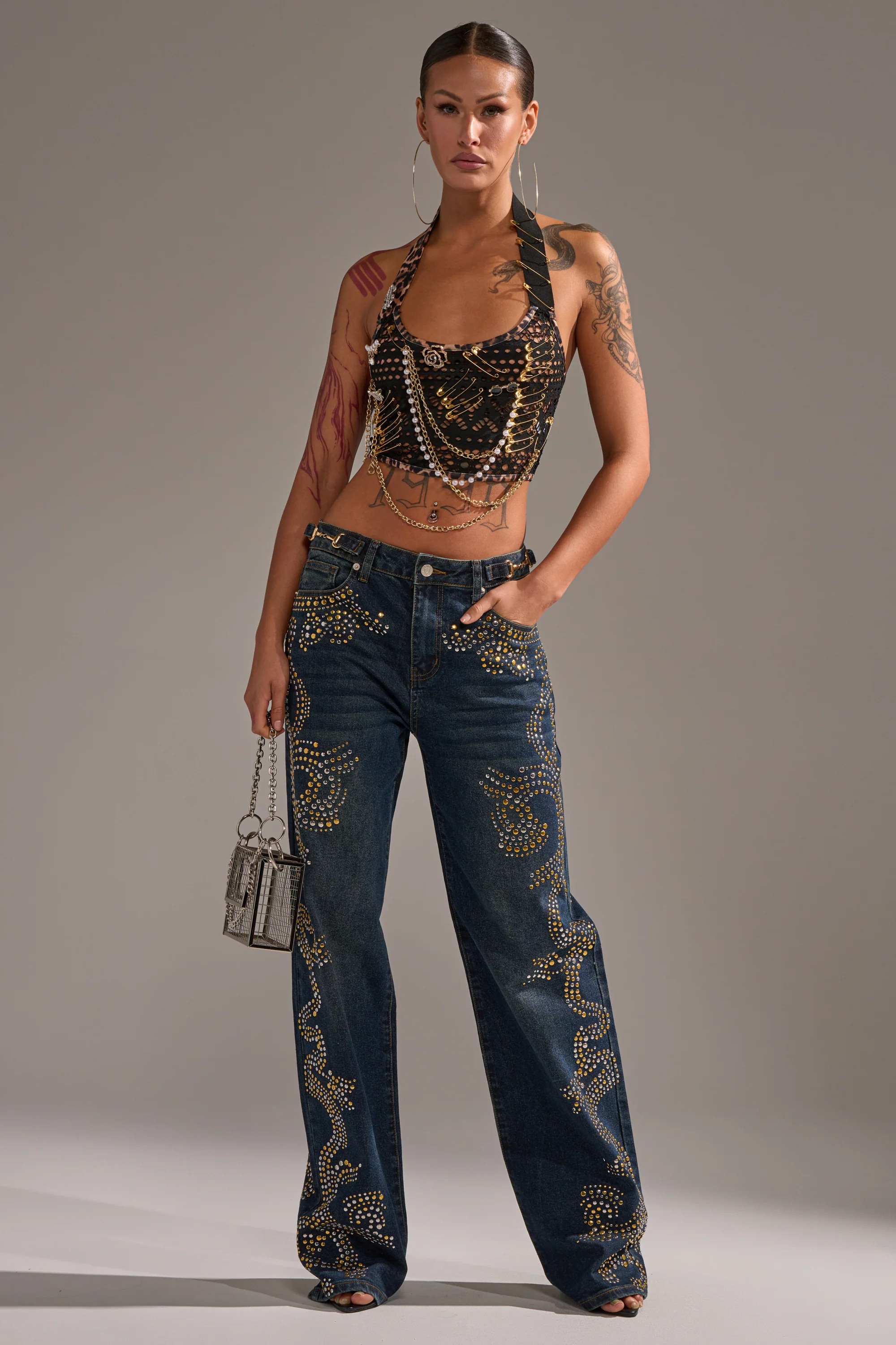 ZIGGY STUDDED WIDE LEG DENIM - Image 2