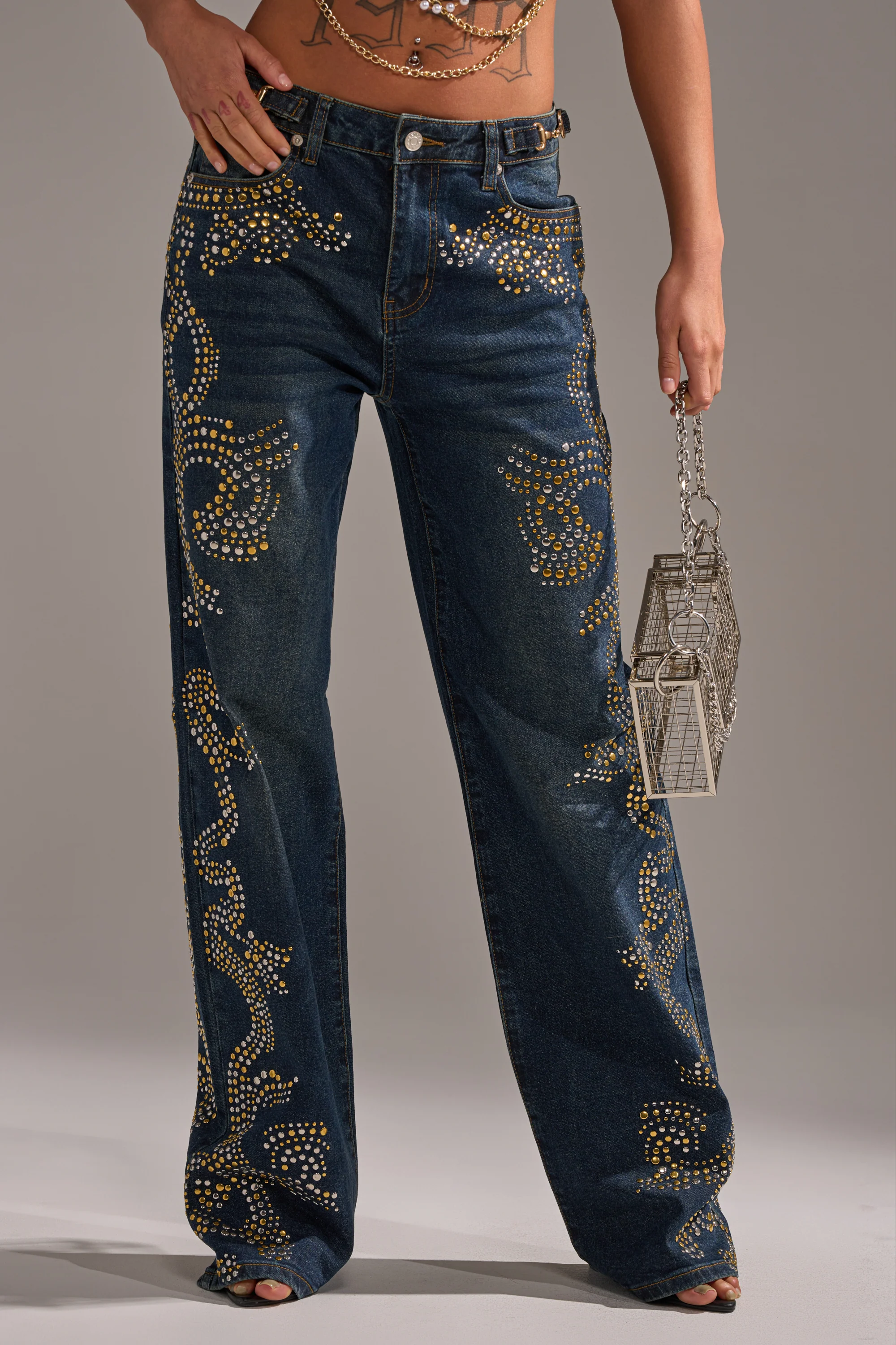 ZIGGY STUDDED WIDE LEG DENIM - Image 4